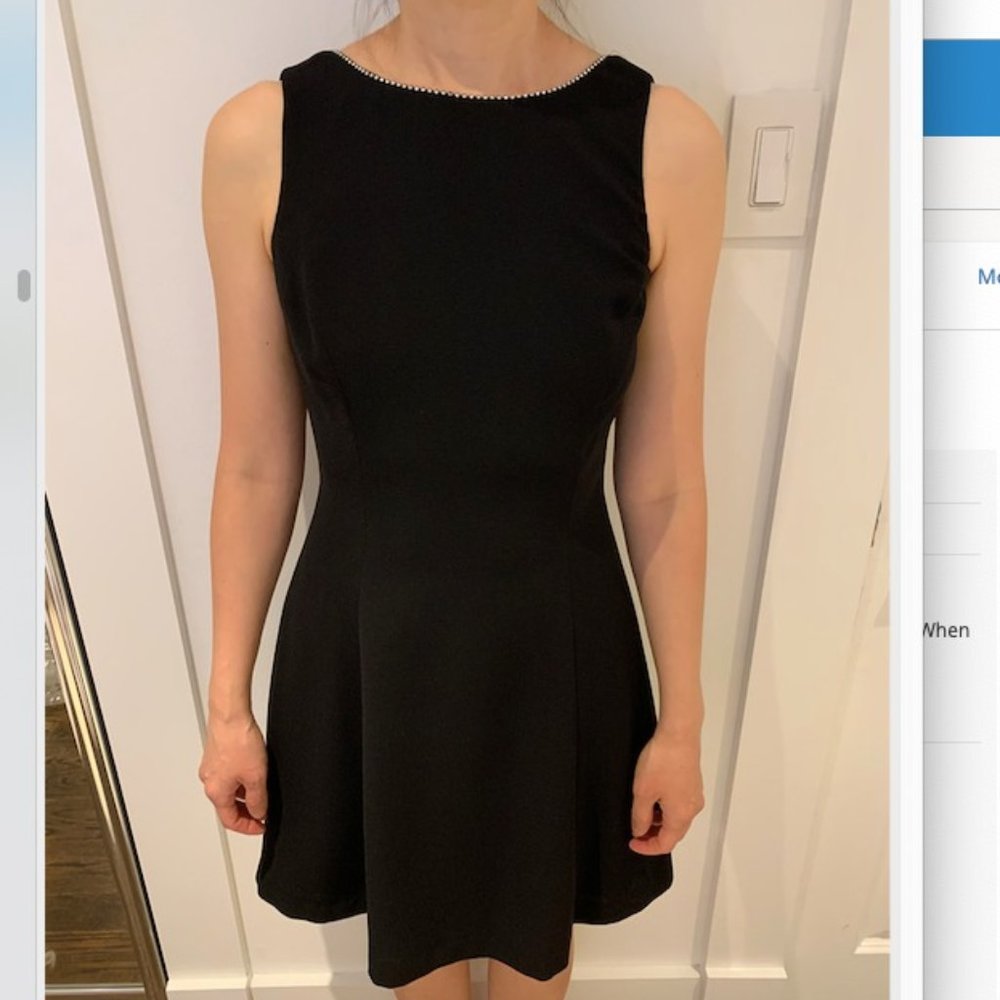 Women's Black Open Back Rhinestone Dress